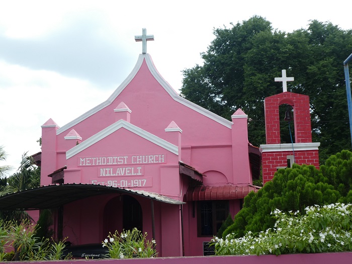 Everything is colorful in the Trincomallee area - even the Methodist Church