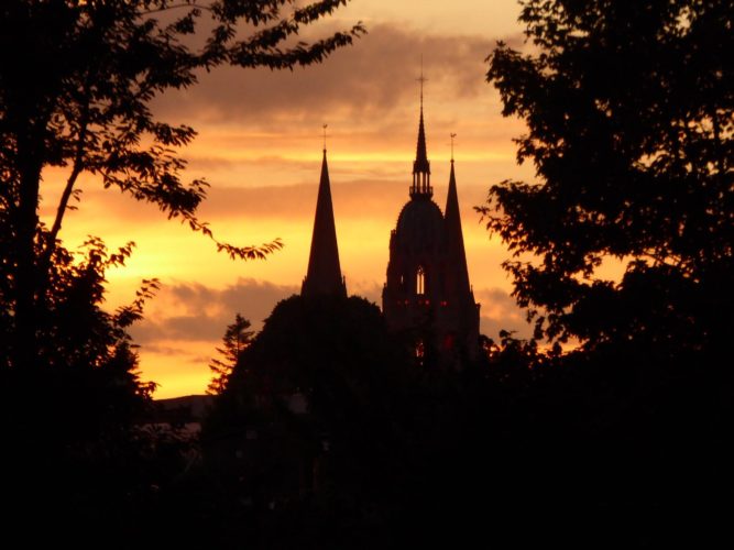 Bayeux cathedral at sunset