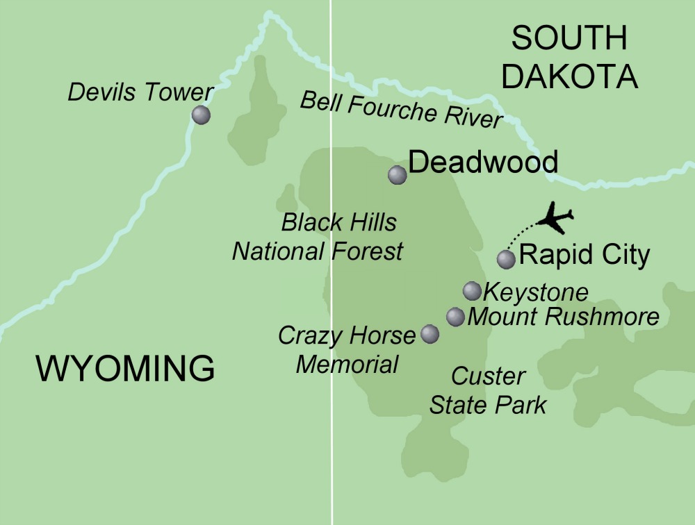 Crazy Horse & Black Hills Map