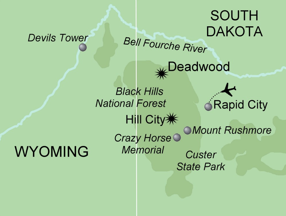 Crazy Horse & the Black Hills of South Dakota Map