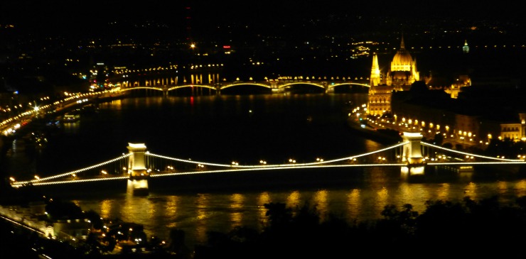 Danube River Cruise and Walking Tour Hungary Budapest at Night Chain Bridge
