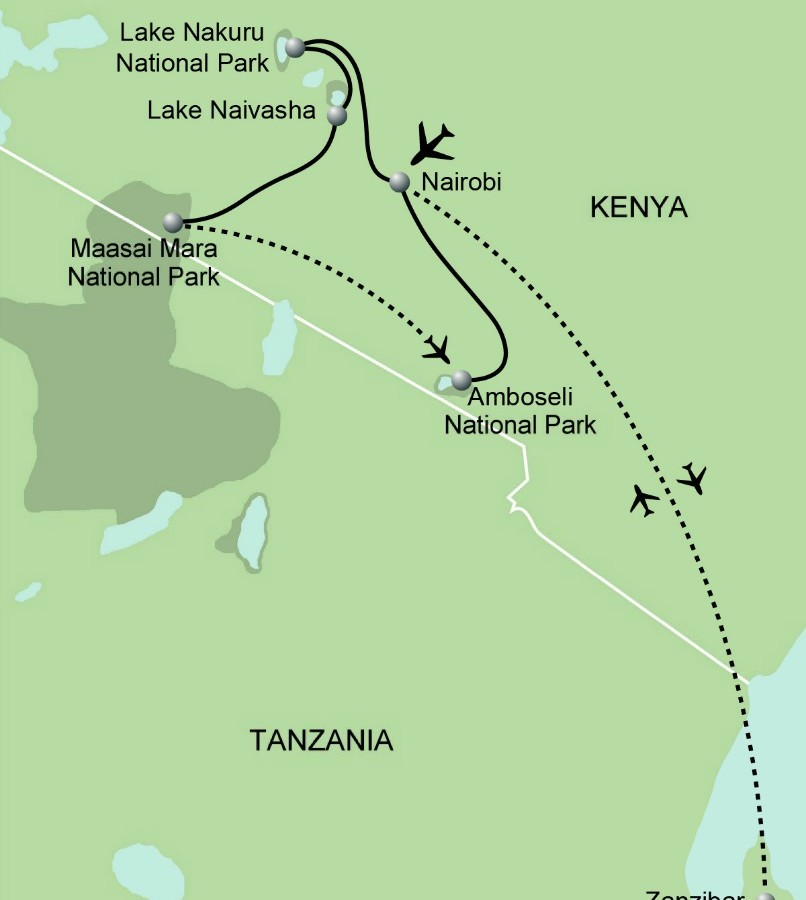 Kenya & Zanzibar Walking Safari Map