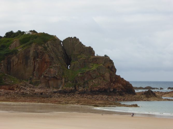 Looking across the beach at St Brelade's Bay