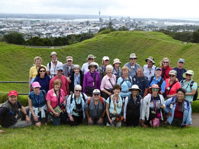 Our first group photo - on top of Mt Eden