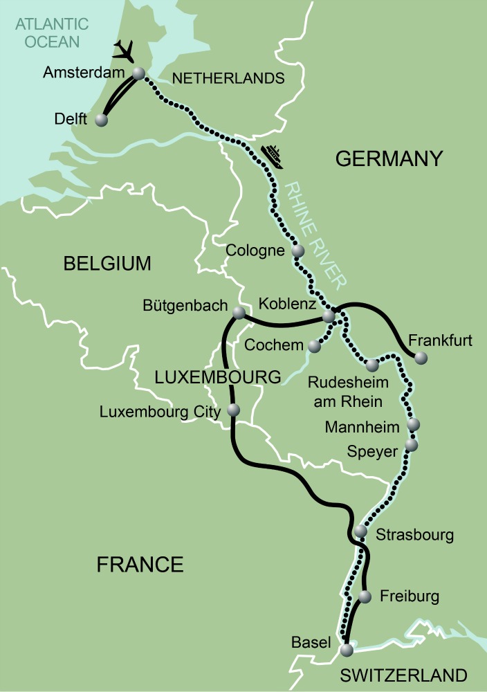 Rhine River Cruise Map Walking Adventures