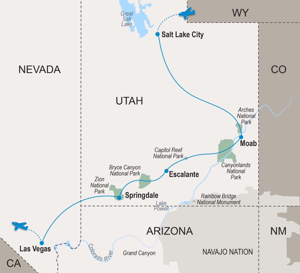 Utah 2024 Walking Adventures   Utahs Mighty Five Map 